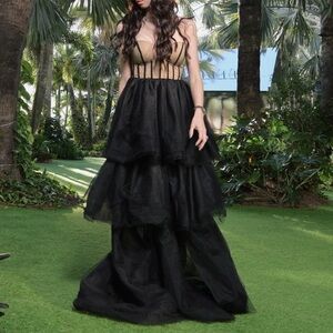 Elegant Black Tiered Gown